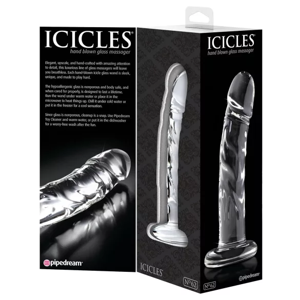 Icicles No. 62 - γυάλινο δονητή πέους - διάφανο