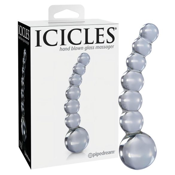 Icicles No. 66 - γυάλινο δονητής καμπυλωτός με σφαίρες - διάφανο