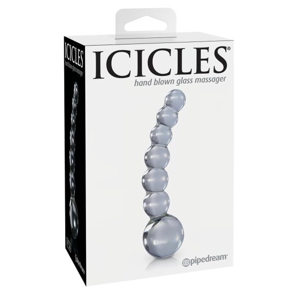 Icicles No. 66 - γυάλινο δονητής καμπυλωτός με σφαίρες - διάφανο