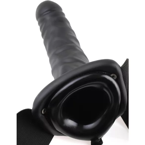 Pipedream Fetish Strap-On 8 - ζώνη-στράπ ον με κοίλο δονητή (μαύρο)