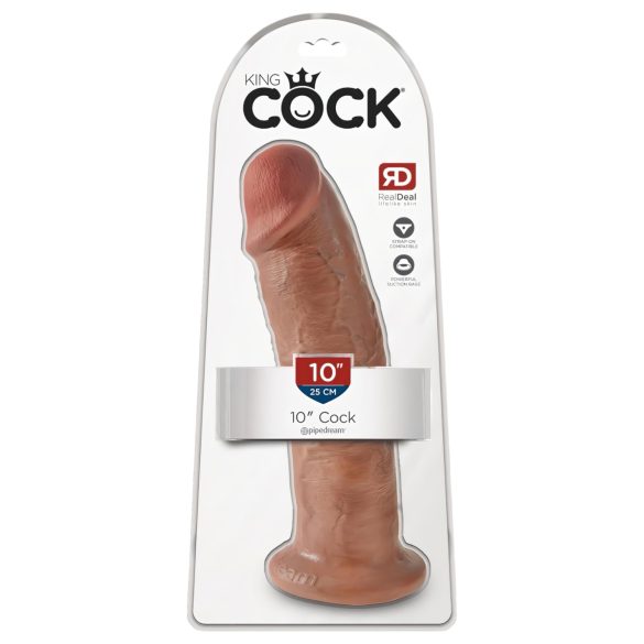 King Cock 10 - Μεγάλο δονητής με βεντούζα (25 εκ.) - σκούρο φυσικό