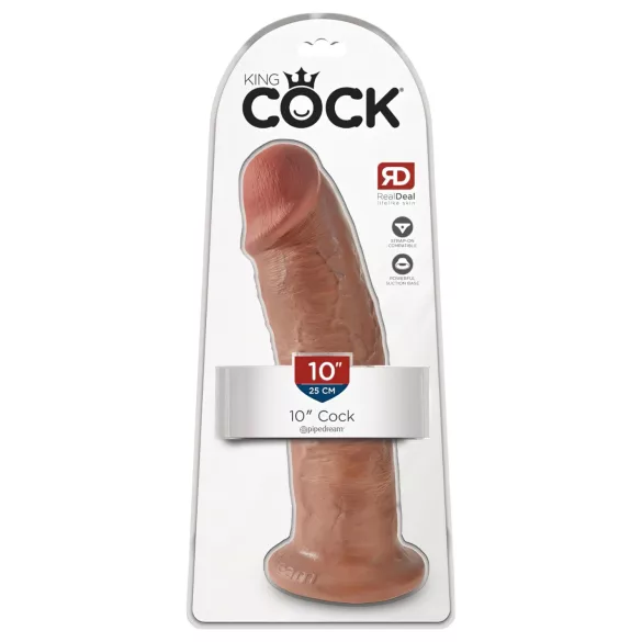 King Cock 10 - μεγάλο δονητή με βεντούζα (25 cm) - σκούρο φυσικό