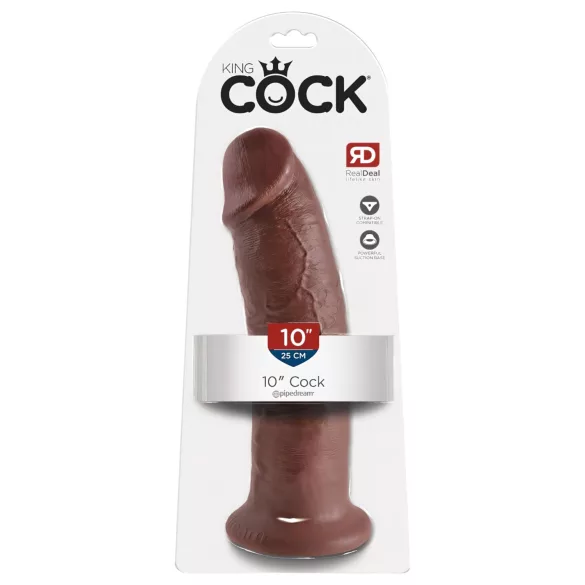 King Cock 10 - μεγάλο δονητικό ομοίωμα με βεντούζα (25 cm, καφέ)