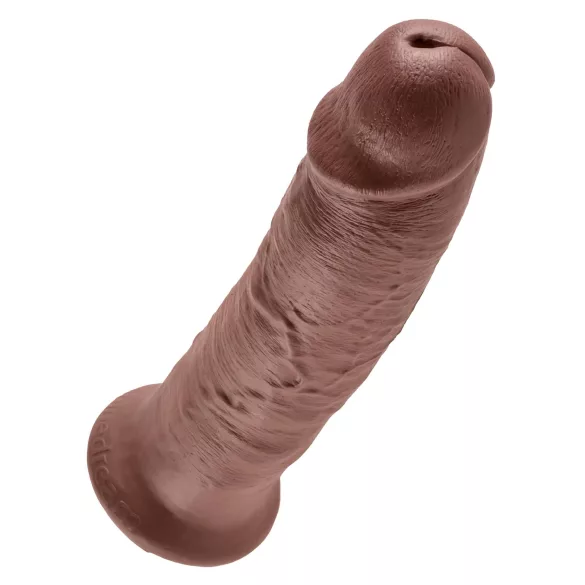 King Cock 10 - μεγάλο δονητικό ομοίωμα με βεντούζα (25 cm, καφέ)