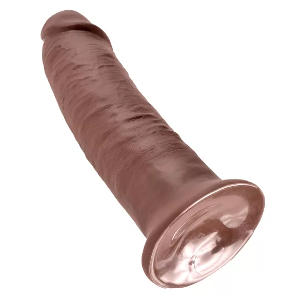 King Cock 10 - μεγάλο δονητικό ομοίωμα με βεντούζα (25 cm, καφέ)