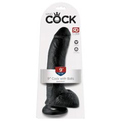   King Cock - δονητής με όρχεις και βεντούζα - 23cm - μαύρο