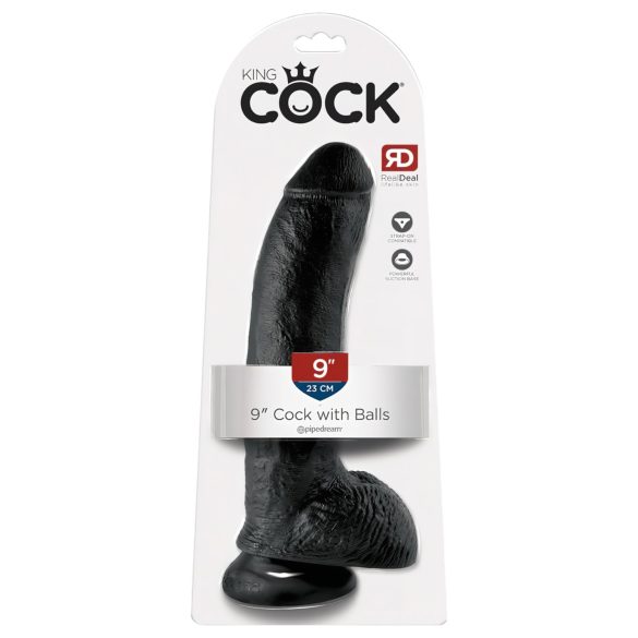 King Cock 9 - Μεγάλο μαύρο δονητικό θαύμα με όρχεις (23cm)