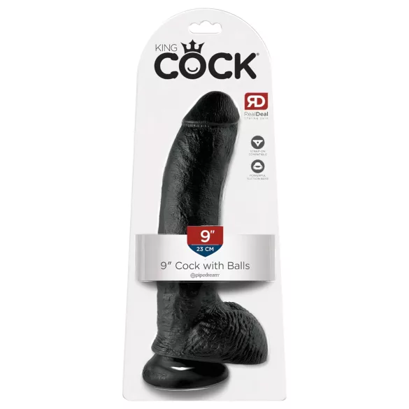 King Cock - δονητής με όρχεις και βεντούζα - 23cm - μαύρο