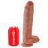 King Cock 11 - δονητής με όρχεις (28cm) με βεντούζα - σκούρα φυσική απόχρωση