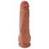 King Cock 11 - δονητής με όρχεις (28cm) με βεντούζα - σκούρα φυσική απόχρωση