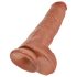 King Cock 11 - δονητής με όρχεις (28cm) με βεντούζα - σκούρα φυσική απόχρωση