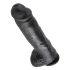 King Cock 11 - μεγάλο dildo με όρχεις και βεντούζα (28cm) - μαύρο
