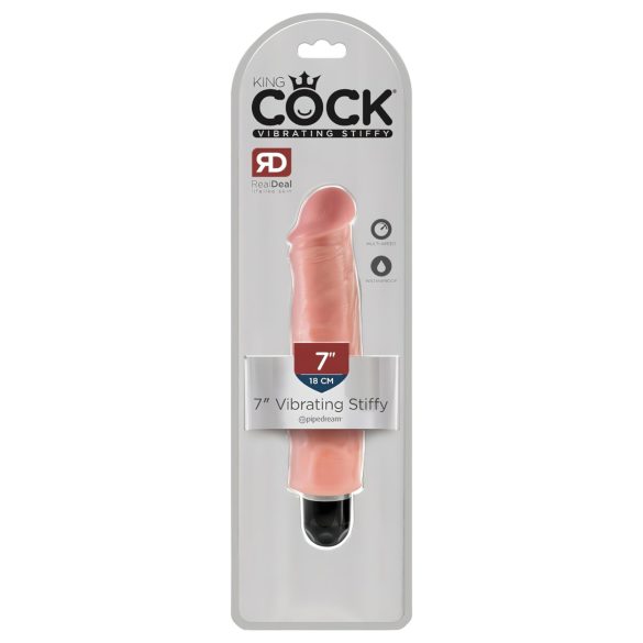 King Cock 7 Stiffy - αδιάβροχος, ρεαλιστικός δονητής (18cm) - φυσικό χρώμα