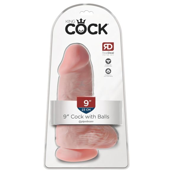 King Cock 9 με βεντούζα και όρχεις (23cm) - φυσικό χρώμα