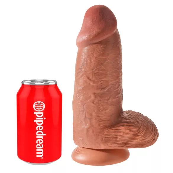 King Cock - δονητής με βεντούζα - παχύς 23cm - σκούρο φυσικό