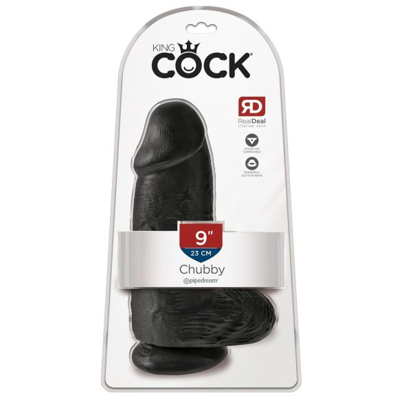 King Cock 9: Μεγάλο, ρεαλιστικό δονητής με βεντούζα, μαύρο, 23cm