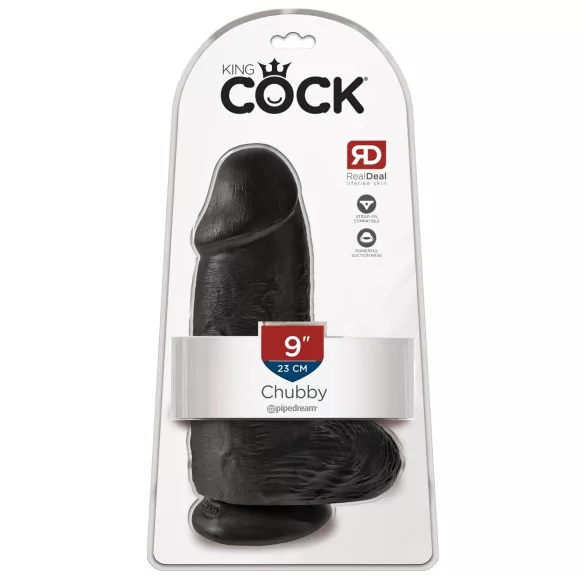 King Cock - δονητής με όρχεις και βεντούζα - μαύρο 23cm