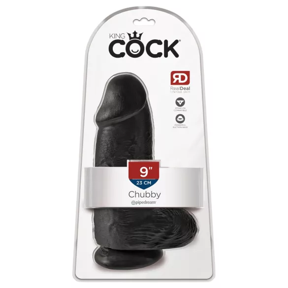 King Cock - δονητής με όρχεις και βεντούζα - μαύρο 23cm