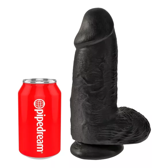 King Cock - δονητής με όρχεις και βεντούζα - μαύρο 23cm