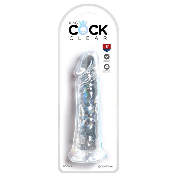 King Cock Clear 8 - μεγάλος δονητής με βεντούζα (20 εκ)