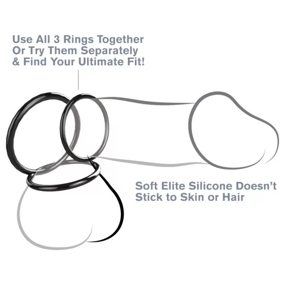 Fantasy C-Ringz - δαχτυλίδι πέους 3 τεμάχια - σιλικόνη μαύρο
