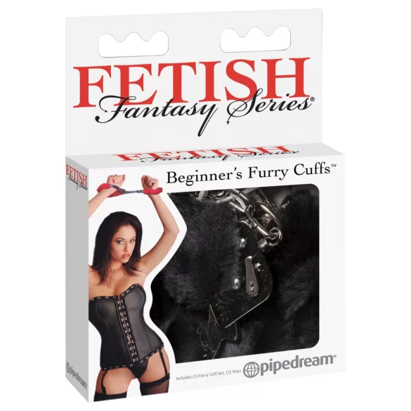 Fetish Fantasy - χειροπέδες με γούνα - μαύρο