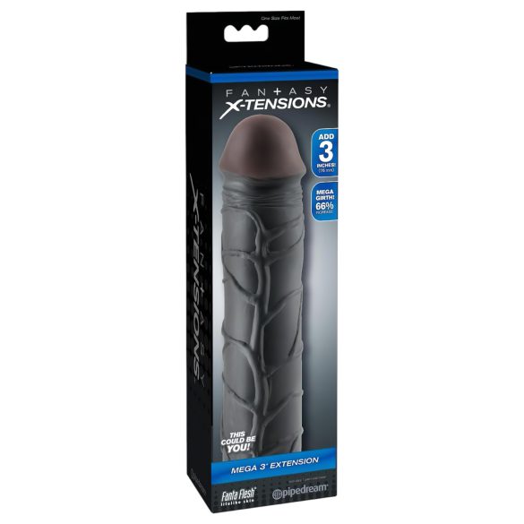 X-TENSION Mega 3 - ρεαλιστικό κάλυμμα πέους (22,8cm) - μαύρο