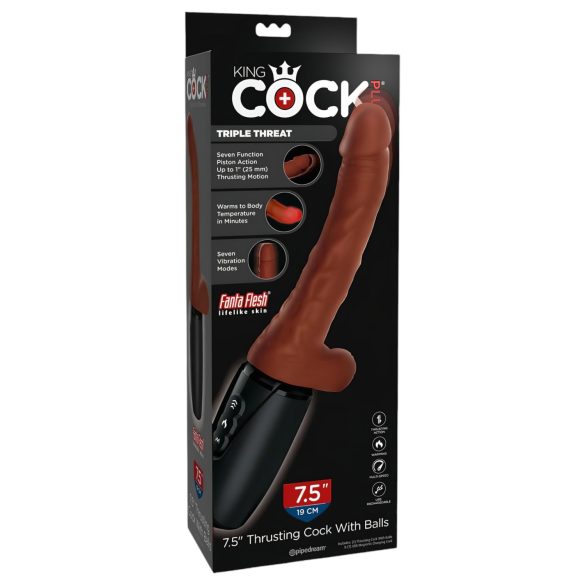 King Cock Plus 7,5 - Καφέ Δονητής Με Όρχεις