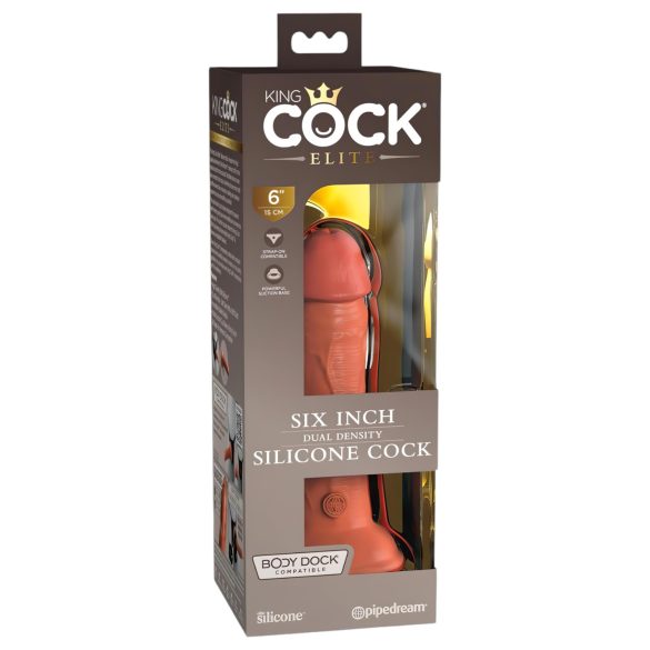 King Cock Elite 6 - ρεαλιστικό ομοίωμα με βεντούζα (15cm) - σκούρο
