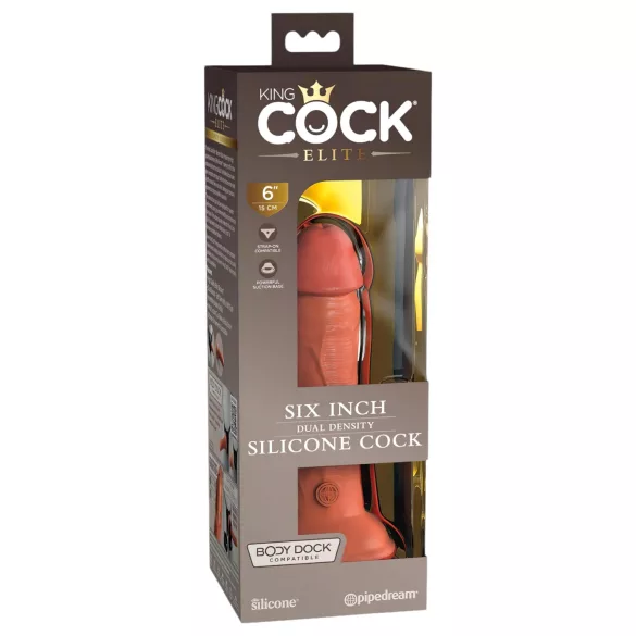 King Cock Elite 6 - ρεαλιστικό δονητής με βεντούζα 15cm - σκούρο