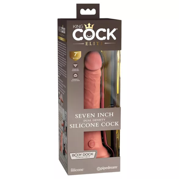 King Cock Elite - ρεαλιστικό δονητής με βεντούζα για γυναίκα 18cm - φυσικό χρώμα