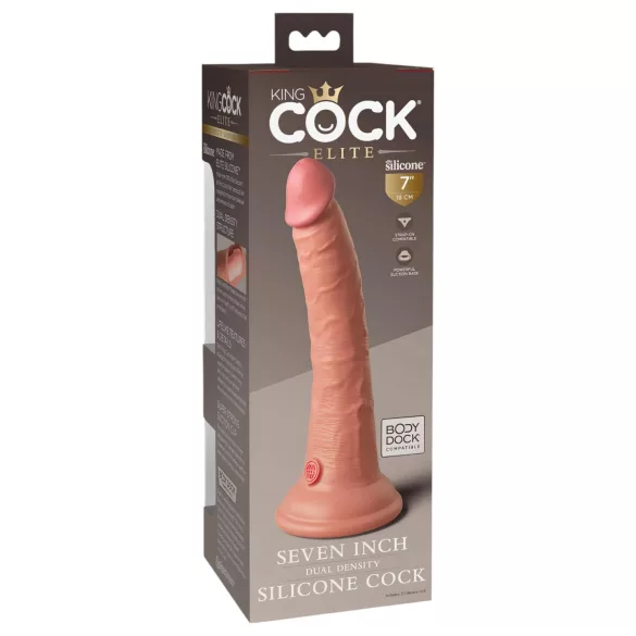 King Cock Elite - ρεαλιστικό δονητής με βεντούζα για γυναίκα 18cm - φυσικό χρώμα