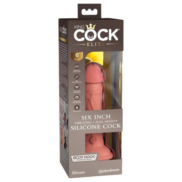 King Cock Elite 6 - δονητής με βεντούζα (15εκ) - φυσικό