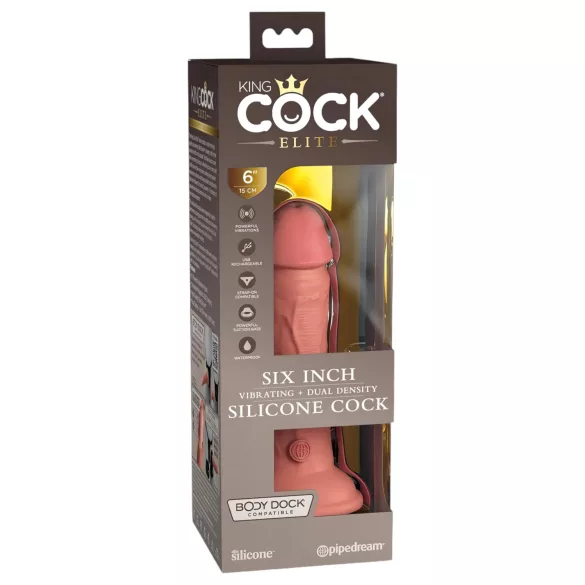 King Cock Elite 6 - δονητής με βεντούζα (15 εκ) - φυσικό χρώμα