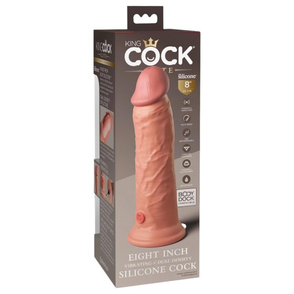King Cock Elite 8 - δονητής με βεντούζα - 20cm - φυσικό χρώμα