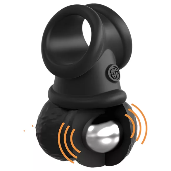 King Cock Crown Jewels - δαχτυλίδι πέους με δόνηση (μαύρο)