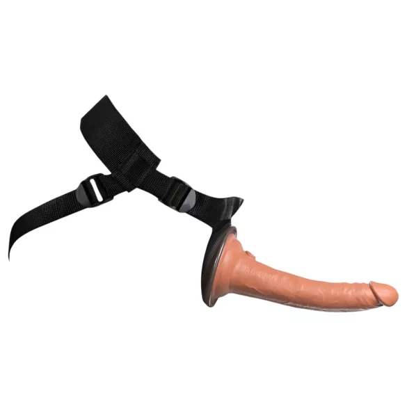King Cock Elite Comfy - strap-on δονητής με ζώνη - σκούρο φυσικό χρώμα