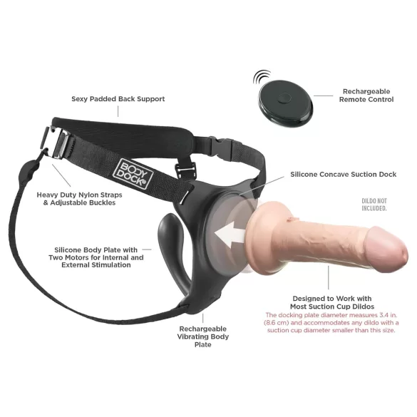 Body Dock - σετ με δονητή G-σημείου και Silexd 7 strap-on - σιλικόνη