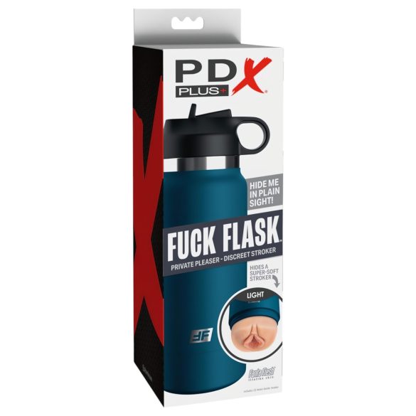 Fuck Flask Private Pleaser - τεχνητός κόλπος σε φιάλη - μπλε/φυσικό χρώμα