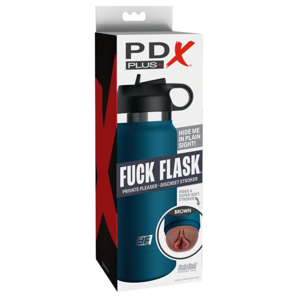 Fuck Flask Private Pleaser - ανδρικό ομοίωμα κόλπου σε φλασκί - μπλε καφέ