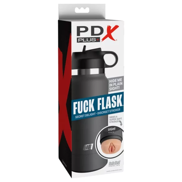 PDX - Fuck Flask Secret Delight - τεχνητός κόλπος σε παγούρι (μαύρο-φυσικό)