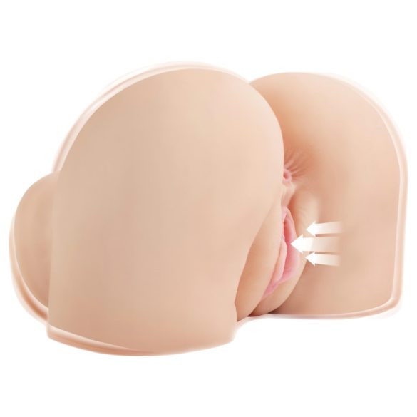 PDX Elite - απορροφητήρας, δονητής 2in1 αυνανιστήρι (φυσικό)