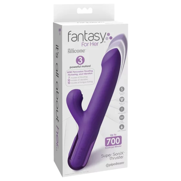 Fantasy For Her - 2 az 1-ben lökő vibrátor és csiklóizgató (μωβ)