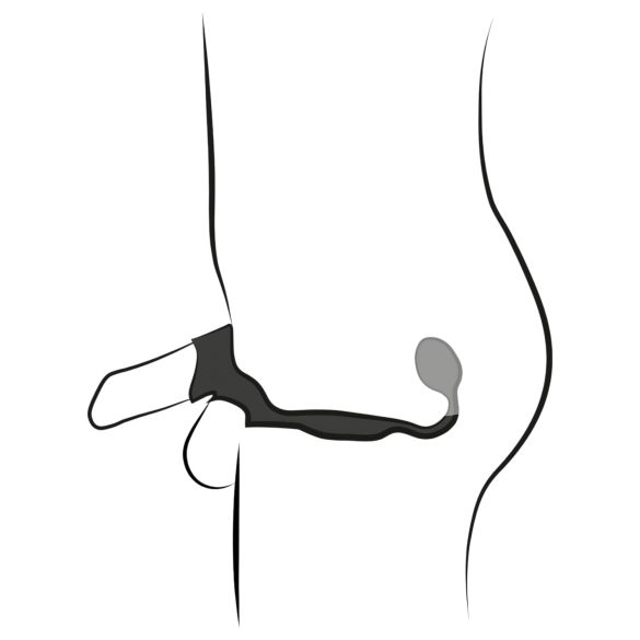 Rebel - δαχτυλίδι πέους και όρχεων με δονούμενο πρωκτικό βύσμα - μαύρο