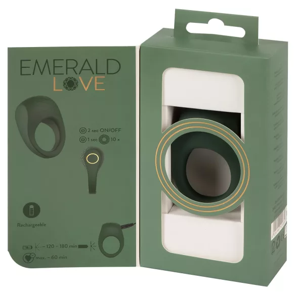 Emerald Love - δονητικό δαχτυλίδι πέους επαναφορτιζόμενο αδιάβροχο πράσινο