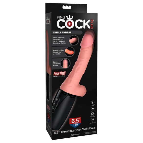 King Cock Plus 6.5 - Δονητής με όρχεις - φυσικό χρώμα