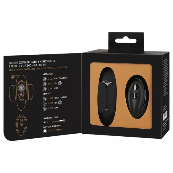 GoGasm Panty - δονητής κλειτορίδας με τηλεχειριστήριο επαναφορτιζόμενος μαύρο