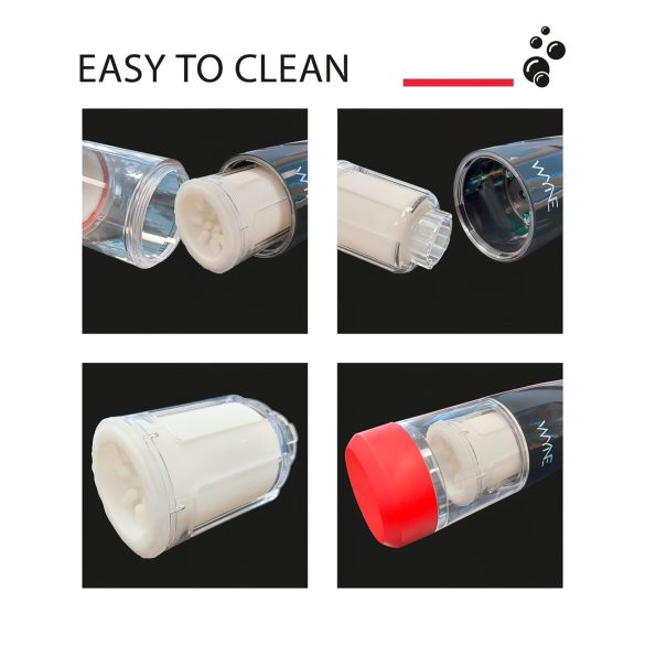 WYNE 05 - ανδρικός αυτόματος περιστροφικός μαλακός masturbator - μαύρο/λευκό