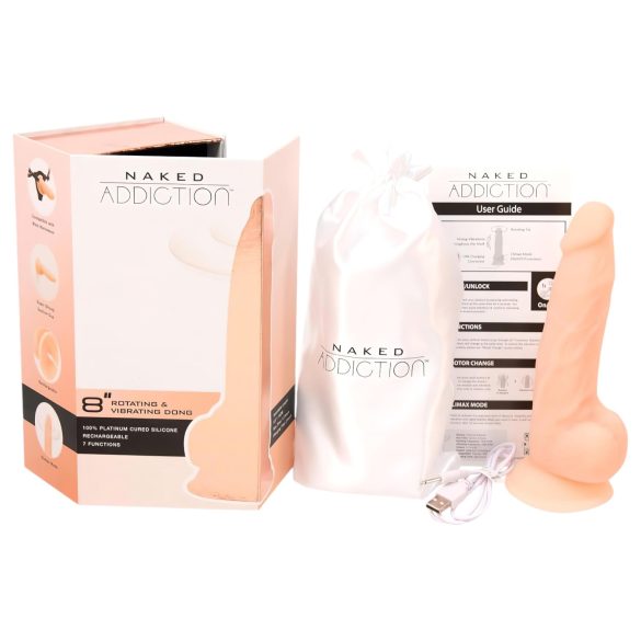 Naked Addiction - δονητής περιστροφικός - 20cm - φυσικό χρώμα