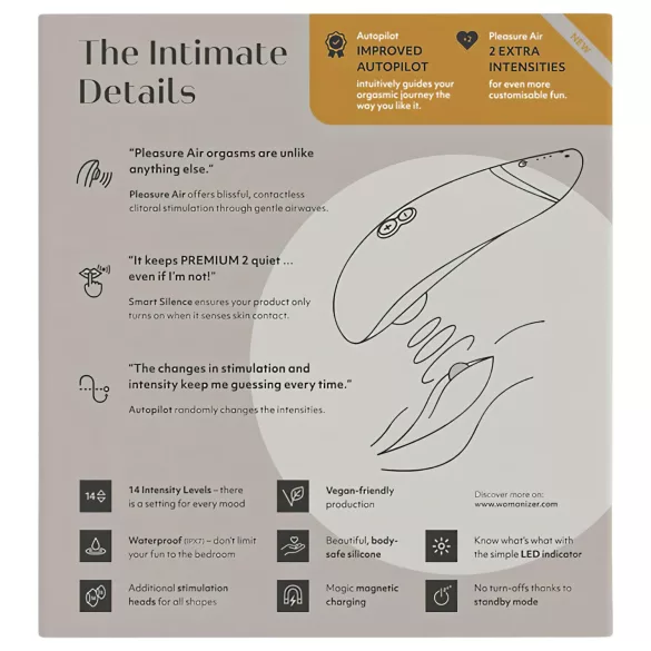 Womanizer Premium 2 - διεγερτής κλειτορίδας με κύματα αέρα - λευκό